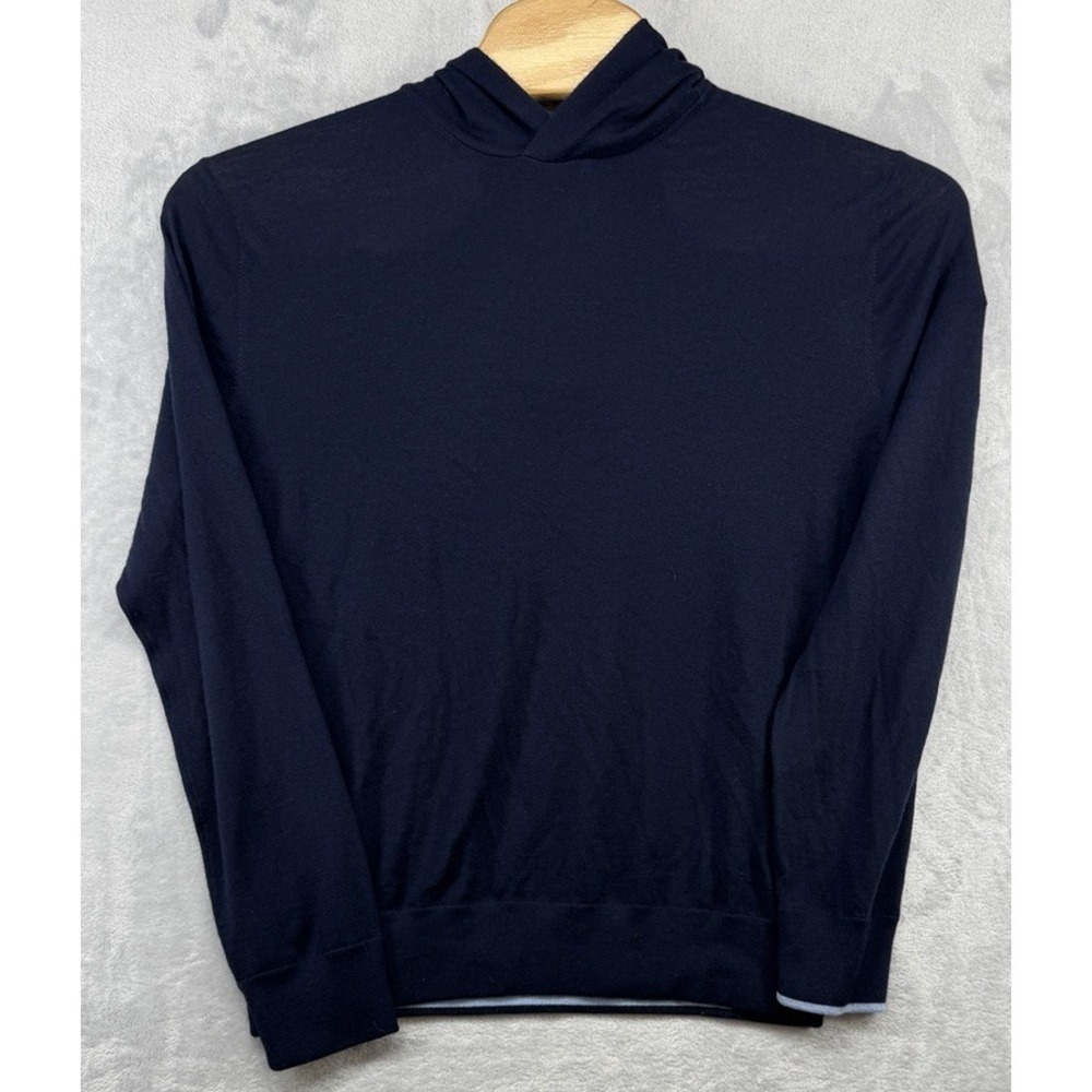 Greyson Golf 100% Wool Blue Hoodie Cedarwood CC Shirt Navy Blue Men's Size L